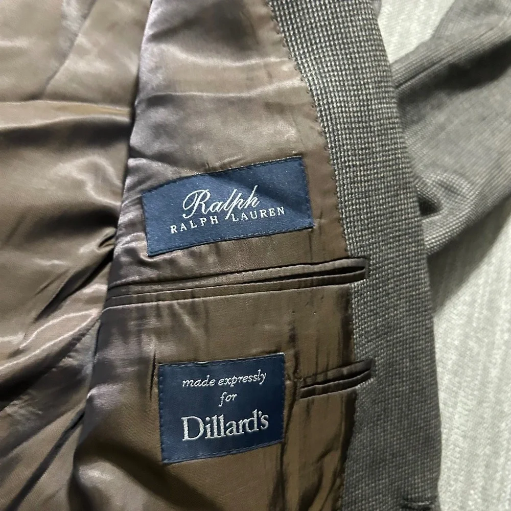 Ralph Lauren Blazer Mens 42R Brown Grey Micro Check Two Button Sport Coat